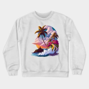 Sunset, palm trees Summer design Crewneck Sweatshirt